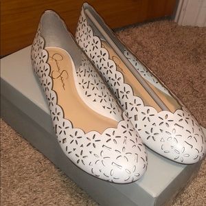 Jessica Simpson White Flats